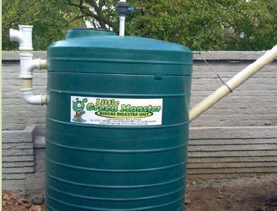 Biogas from grass cuts for heating and cooking