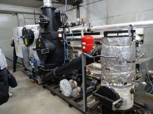 Wood gas co-generator - pyrolysis unit (wood to gas) of Spanner K.K. installed 2014 in Ecomura near Koriyama, Fukushima Prefecture, Japan.